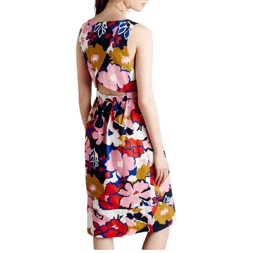 Whit Two | Colorful Floral Sleeveless Open Back Dress Size 10 NWT